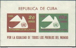 Cuba 669a,C223a,MNH.Michel Bl.20-21. UN 15th Ann.1960.Dove,Emblem. - Unused Stamps