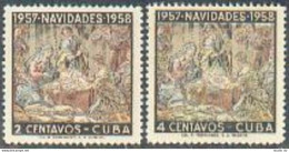 Cuba 588-589, Lightly Hinged. Michel 569-570. Christmas 1957, Nativity. - Unused Stamps