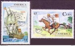 Cuba 3614-3615,MNH.Michel 3798-3799. UPAEP-1994:Spanish Galleon,Post Rider. - Nuevos