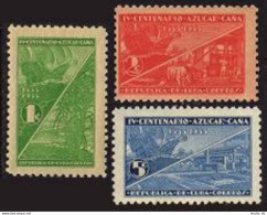 Cuba 337-339, Lightly Hinged. Cuban Sugar Cane Industry-400, 1937. Cattle, Ship. - Nuevos