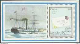 Cuba 3216, MNH. Michel Bl.120. LONDON-1980. Penny Black, Steam Packet. - Unused Stamps