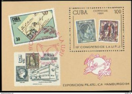 Cuba 2714, MNH. Michel 2865 Bl.83. UPU Congress Hamburg 1984. Stamp On Stamp. - Ungebraucht