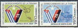 Cuba 2663-2664,MNH.Michel 2814-2815. Revolution-25,1983.Flags,Map,Railway Trucks - Nuovi