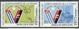 Cuba 2663-2664,MNH.Michel 2814-2815. Revolution-25,1983.Flags,Map,Railway Trucks - Neufs