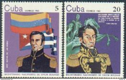 Cuba 2592-93 Blocks/4,MNH.Michel 2741-2742. Jose De Las Heras,Simon Bolivar.1983 - Unused Stamps