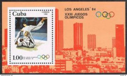 Cuba 2573,MNH.Michel 2722 Bl.75. Olympics Los Angeles-1984,Judo. - Ongebruikt