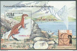 Cuba 2591,MNH.Michel Bl.77. TEMBAL-1983.Weasel,Bird,Butterfly. - Ungebraucht