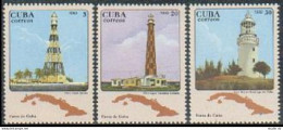 Cuba 2553-2555,MNH.Michel 2702-2704. Lighthouses 1982.Map. - Unused Stamps