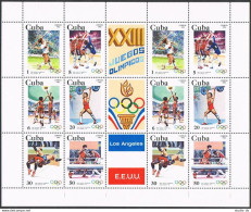 Cuba 2567-2572 Sheet,2573,MNH. Olympics Los Angeles-1984.Volleyball,Basketball, - Nuovi