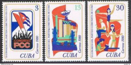 Cuba 2376-2378, MNH. Michel 2525-2527. Communist Party Congress, 1980. Flags. - Ongebruikt