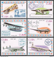 Cuba 2160-2163, C263-C264, MNH. Mi 2248-2253. Airmail Service-50, 1977. Planes. - Ungebraucht