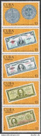 Cuba 2005-2009a Strip,MNH.Michel 2080-2084. Bank-25,1975.Coins,banknotes. - Nuevos