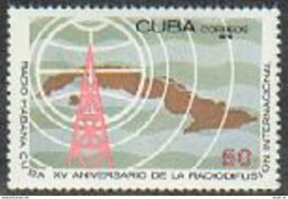 Cuba 2047,MNH.Michel 2122. Havana Radio Broadcasts-15th Ann.1976.Map Of Cuba - Nuevos