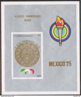 Cuba 2002, MNH. Michel Bl.46. 7th Pan American Games, Mexico-1975. Stone Emblem. - Unused Stamps