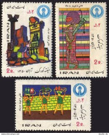 Iran 1630-1632, MNH. Michel 1531-1533. Children's Week 1971. Drawing, Mosaic. - Iran