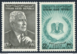 Syria C294-C295,MNH.Mi 833-834. Evacuation Day,1963. Faris El Khouri,Arms,wheat. - Syria