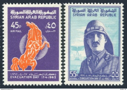 Syria C269-C270, MNH. Evacuation Day, 1962. Rearing Horse, Gen. Yusef Al-Azmeh. - Syrien