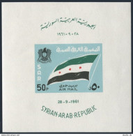 Syria C253,hinged.Mi Bl.48. Establishment Of Syrian Arab Republic,1961.Flag. - Siria