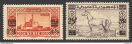 Syria 346-347, Hinged. Mi 568,571. New Value 1948. Mosque At Homs, Arab Horse. - Syrie