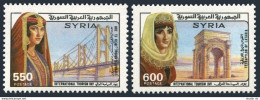 Syria 1147-1148,MNH. Mi 1731-1732. Tourism 1988. Folk Costumes, Bridge, Monument - Syrien