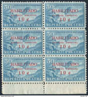 Cuba E30 Block/6,MNH.Mi 680. Special Delivery 1960.Airplane,Coast.Overprinted. - Unused Stamps