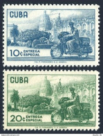 Cuba E24-E25, MNH. Michel 571-572, View In Havana, Messenger-Bicyclist. 1958. - Unused Stamps