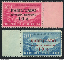 Cuba E29-E30, MNH. Mi 679-680. Special Delivery 1960.Airplane,Coast.Overprinted. - Neufs