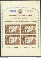 Cuba C211 Sheet,MNH.Mi Bl.17. Stamp Day 1960 Overprinted.Sir Rowland Hill,Map. - Nuevos