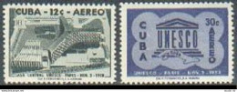Cuba C193-C194, Lightly Hinged. Mi 611-612. UNESCO, Headquarters In Paris, 1958. - Ongebruikt