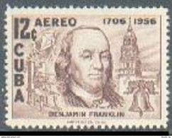 Cuba C150, Lightly Hinged. Michel 512. Benjamin Franklin, 1956. Bell. - Unused Stamps