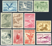 Cuba C136-C146, Lightly Hinged. Mi 496-506. 1956. Wood Duck, Pigeon, Hawk,Gulls, - Neufs
