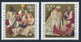 Germany B739-B740,MNH.Mi 1639-1640. Christmas 1992.Carving By Franz Maidburg. - Neufs