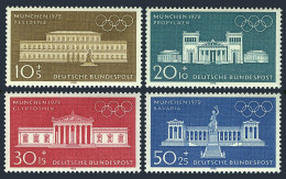Germany B459-B462, MNH .Michel 624-627. Olympics Munich-1972. Buildings, Statue. - Unused Stamps