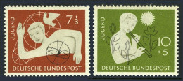 Germany B348-B349, MNH. Mi 232-233. Youth Hostel Organization,1956. Bird, Flute. - Unused Stamps