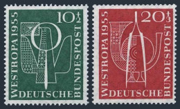 Germany B342-B343, MNH. Michel 217-218. WESTROPA-1955.Carrier Pigeon, Post Horn, - Ongebruikt