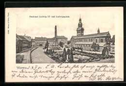 AK Worms, Denkmal Ludwig IV. Und Ludwigsplatz  - Worms
