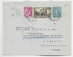 FRANCE N° 389+ 369+362 LETTRE AMBULANT ST GERMAIN A MODANE 1939 D POUR GENEVE - Railway Post