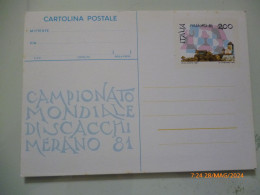 Cartolina Postale "CAMPIONATO MONDIALE DI SCACCHI MERANO '81" - 1981-90: Marcophilia