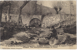 ES LLIVIA - Fau émail 2 - Estajuga - Pont Internacional - Berger Son Troupeau De Moutons - Animée - Belle - Gerona