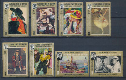 8 Timbres Neufs KATHIRI STATE OF SEIYUN Tableau Peinture Toulouse Lautrec  Degas Renois Churchill Reynolds Bellows - Otros & Sin Clasificación