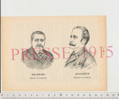 Gravure 1915  (Alexandre) Millerand Ministre De La Guerre (Jean-Victor) Augagneur Ministre De La Marine Portrait - Unclassified