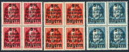 Germany Bavaria B1-B3 Blocks/4,MNH.Mi 171-173. For Wondered War Veterans,1919. - Ungebraucht