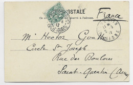 LEVANT 5C BLANC CONSTANTINOPLE GALATA 1912 POSTE FRANCse SUR CARTE SALUT CONSTANTINOPLE - Lettres & Documents