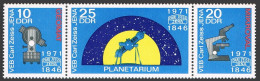 Germany-GDR 1336-1338a Strip, MNH. Mi 1714-1716. Microscope, Planetarium, 1971. - Neufs