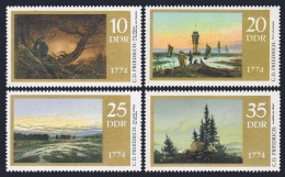 Germany-GDR 1558-1561,1562,MNH. Mi 1958-1961,Bl.40. Caspar David Friedrich,1974. - Ongebruikt