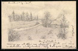 Künstler-AK Handgemalt: Partie Am Wald Mit Haus  - 1900-1949
