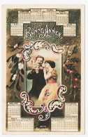 CPA  Calendrier 1911 (15) Jeune Fille Jeune Homme  Gui  Houx  Bonne Année  Bord De Mer Maison - Nieuwjaar