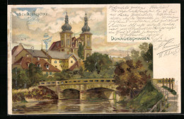 Lithographie Donaueschingen, Schützenbrücke Mit Kirche  - Donaueschingen