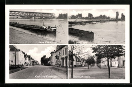 AK Karlsruhe, Mehransicht Schiffbrücke, Reinmuthstrasse Und Neue Rheinbrücke  - Karlsruhe