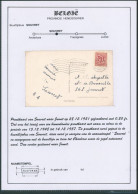 Page De Collection - 20ctm Lion Héraldique Sur CP Expédié De Charleroi (1951) + Griffe Encadrée SOUVRET > Jumet - Linear Postmarks